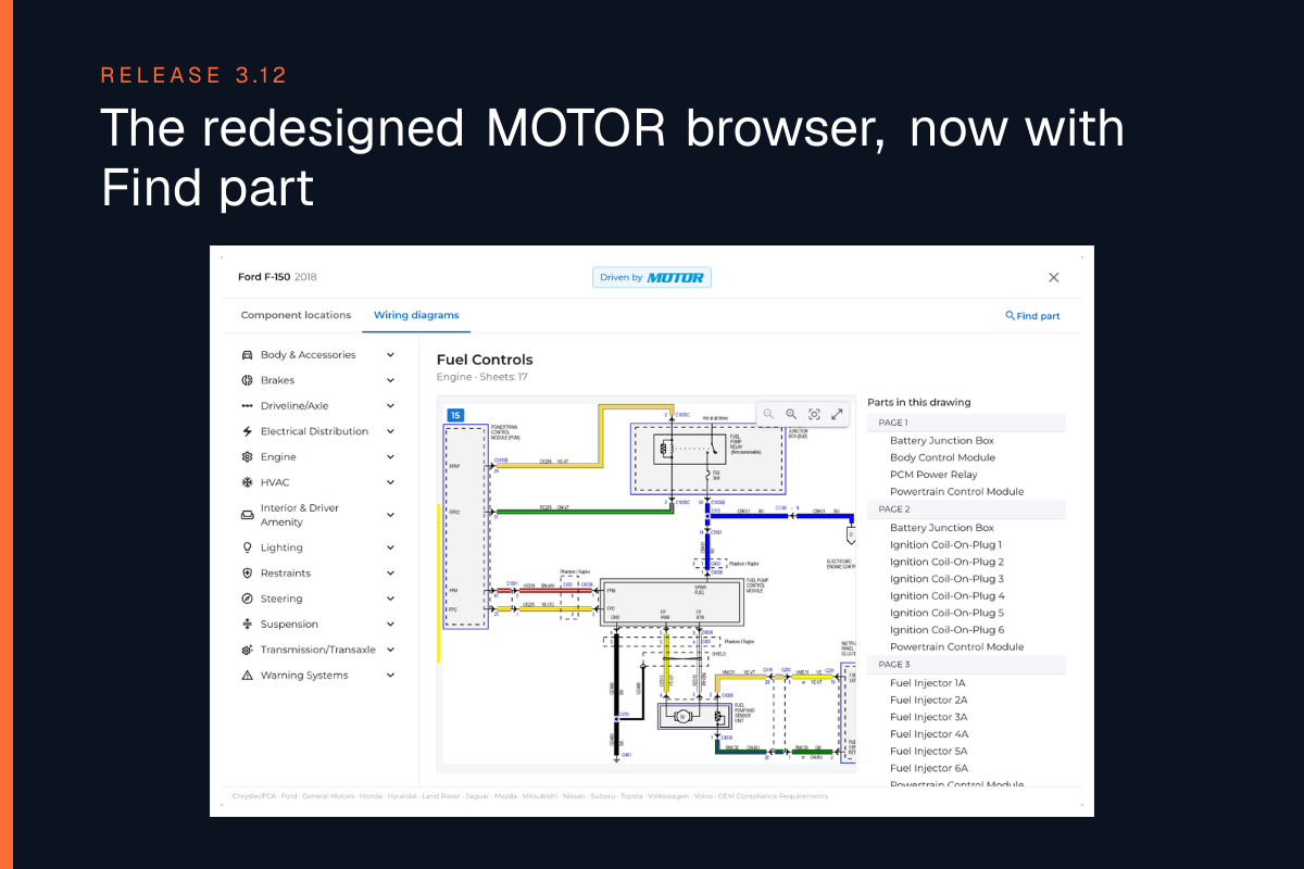 The redesigned MOTOR browser, now with Find part - Release 3.12